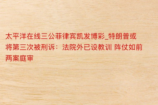 太平洋在线三公菲律宾凯发博彩_特朗普或将第三次被刑诉：法院外已设教训 阵仗如前两案庭审