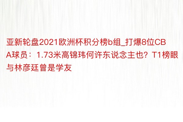 亚新轮盘2021欧洲杯积分榜b组_打爆8位CBA球员：1.73米高锦玮何许东说念主也？T1榜眼与林彦廷曾是学友